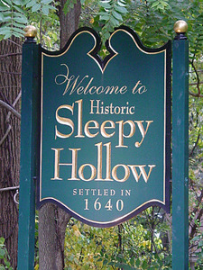 Sign at Sleepy Hollow city limits. 